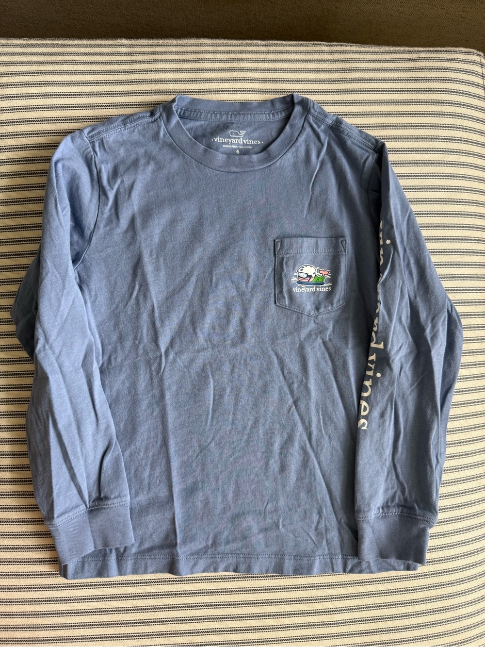Vineyard Vines Boys Long-Sleeve Pocket Tee in Slate Blue